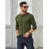 imageCOOFANDY Mens Cotton Henley Shirts Long Sleeve TShirts Casual Pullover Shirt Soft Stretch Basic Tees Fall TopsArmy Green