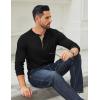 imageCOOFANDY Mens Cotton Henley Shirts Long Sleeve TShirts Casual Pullover Shirt Soft Stretch Basic Tees Fall TopsBlack 02  Khaki Collar