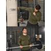 imageCOOFANDY Mens Cotton Hipster Hip Hop Longline Crewneck T Shirts Casual Long Sleeve Tees Curved Hem Gym ShirtsOne Piece Army Green