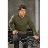 imageCOOFANDY Mens Cotton Hipster Hip Hop Longline Crewneck T Shirts Casual Long Sleeve Tees Curved Hem Gym ShirtsOne Piece Army Green