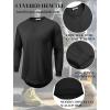 imageCOOFANDY Mens Cotton Hipster Hip Hop Longline Crewneck T Shirts Casual Long Sleeve Tees Curved Hem Gym ShirtsOne Piece Black