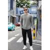 imageCOOFANDY Mens Cotton Hipster Hip Hop Longline Crewneck T Shirts Casual Long Sleeve Tees Curved Hem Gym ShirtsOne Piece Dark Grey