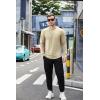 imageCOOFANDY Mens Cotton Hipster Hip Hop Longline Crewneck T Shirts Casual Long Sleeve Tees Curved Hem Gym ShirtsOne Piece Light Khaki