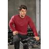 imageCOOFANDY Mens Cotton Hipster Hip Hop Longline Crewneck T Shirts Casual Long Sleeve Tees Curved Hem Gym ShirtsOne Piece Wine Red
