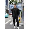 imageCOOFANDY Mens Cotton Hipster Hip Hop Longline Crewneck T Shirts Casual Long Sleeve Tees Curved Hem Gym ShirtsTwo Pack Black  Light Khaki