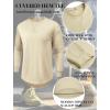 imageCOOFANDY Mens Cotton Hipster Hip Hop Longline Crewneck T Shirts Casual Long Sleeve Tees Curved Hem Gym ShirtsTwo Pack Black  Light Khaki