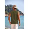 imageCOOFANDY Mens Cotton Linen Tank Top Shirts Casual Sleeveless Lace Up Beach Hippie Tops Bohemian Renaissance Pirate TunicArmy