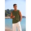 imageCOOFANDY Mens Cotton Linen Tank Top Shirts Casual Sleeveless Lace Up Beach Hippie Tops Bohemian Renaissance Pirate TunicArmy