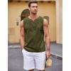 imageCOOFANDY Mens Cotton Linen Tank Top Shirts Casual Sleeveless Lace Up Beach Hippie Tops Bohemian Renaissance Pirate TunicArmy