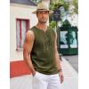 imageCOOFANDY Mens Cotton Linen Tank Top Shirts Casual Sleeveless Lace Up Beach Hippie Tops Bohemian Renaissance Pirate TunicArmy