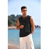imageCOOFANDY Mens Cotton Linen Tank Top Shirts Casual Sleeveless Lace Up Beach Hippie Tops Bohemian Renaissance Pirate TunicBlack