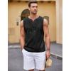imageCOOFANDY Mens Cotton Linen Tank Top Shirts Casual Sleeveless Lace Up Beach Hippie Tops Bohemian Renaissance Pirate TunicBlack