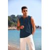 imageCOOFANDY Mens Cotton Linen Tank Top Shirts Casual Sleeveless Lace Up Beach Hippie Tops Bohemian Renaissance Pirate TunicBlue
