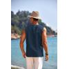 imageCOOFANDY Mens Cotton Linen Tank Top Shirts Casual Sleeveless Lace Up Beach Hippie Tops Bohemian Renaissance Pirate TunicBlue