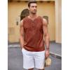 imageCOOFANDY Mens Cotton Linen Tank Top Shirts Casual Sleeveless Lace Up Beach Hippie Tops Bohemian Renaissance Pirate TunicBrick