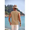 imageCOOFANDY Mens Cotton Linen Tank Top Shirts Casual Sleeveless Lace Up Beach Hippie Tops Bohemian Renaissance Pirate TunicCamel Brown