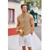 imageCOOFANDY Mens Cotton Linen Tank Top Shirts Casual Sleeveless Lace Up Beach Hippie Tops Bohemian Renaissance Pirate TunicCamel Brown