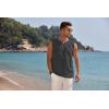imageCOOFANDY Mens Cotton Linen Tank Top Shirts Casual Sleeveless Lace Up Beach Hippie Tops Bohemian Renaissance Pirate TunicCharcoal