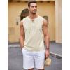 imageCOOFANDY Mens Cotton Linen Tank Top Shirts Casual Sleeveless Lace Up Beach Hippie Tops Bohemian Renaissance Pirate TunicCream