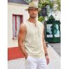 imageCOOFANDY Mens Cotton Linen Tank Top Shirts Casual Sleeveless Lace Up Beach Hippie Tops Bohemian Renaissance Pirate TunicCream