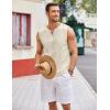 imageCOOFANDY Mens Cotton Linen Tank Top Shirts Casual Sleeveless Lace Up Beach Hippie Tops Bohemian Renaissance Pirate TunicCream