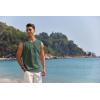 imageCOOFANDY Mens Cotton Linen Tank Top Shirts Casual Sleeveless Lace Up Beach Hippie Tops Bohemian Renaissance Pirate TunicDark Army Green
