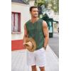 imageCOOFANDY Mens Cotton Linen Tank Top Shirts Casual Sleeveless Lace Up Beach Hippie Tops Bohemian Renaissance Pirate TunicDark Army Green