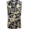 imageCOOFANDY Mens Cotton Linen Tank Top Shirts Casual Sleeveless Lace Up Beach Hippie Tops Bohemian Renaissance Pirate TunicFlower Leaf
