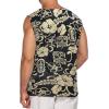 imageCOOFANDY Mens Cotton Linen Tank Top Shirts Casual Sleeveless Lace Up Beach Hippie Tops Bohemian Renaissance Pirate TunicFlower Leaf