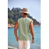imageCOOFANDY Mens Cotton Linen Tank Top Shirts Casual Sleeveless Lace Up Beach Hippie Tops Bohemian Renaissance Pirate TunicGreen
