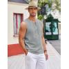 imageCOOFANDY Mens Cotton Linen Tank Top Shirts Casual Sleeveless Lace Up Beach Hippie Tops Bohemian Renaissance Pirate TunicGrey