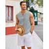 imageCOOFANDY Mens Cotton Linen Tank Top Shirts Casual Sleeveless Lace Up Beach Hippie Tops Bohemian Renaissance Pirate TunicGrey