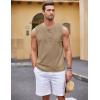 imageCOOFANDY Mens Cotton Linen Tank Top Shirts Casual Sleeveless Lace Up Beach Hippie Tops Bohemian Renaissance Pirate TunicKhaki