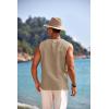 imageCOOFANDY Mens Cotton Linen Tank Top Shirts Casual Sleeveless Lace Up Beach Hippie Tops Bohemian Renaissance Pirate TunicKhaki