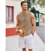 imageCOOFANDY Mens Cotton Linen Tank Top Shirts Casual Sleeveless Lace Up Beach Hippie Tops Bohemian Renaissance Pirate TunicKhaki