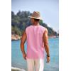 imageCOOFANDY Mens Cotton Linen Tank Top Shirts Casual Sleeveless Lace Up Beach Hippie Tops Bohemian Renaissance Pirate TunicPink