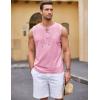 imageCOOFANDY Mens Cotton Linen Tank Top Shirts Casual Sleeveless Lace Up Beach Hippie Tops Bohemian Renaissance Pirate TunicPink