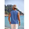 imageCOOFANDY Mens Cotton Linen Tank Top Shirts Casual Sleeveless Lace Up Beach Hippie Tops Bohemian Renaissance Pirate TunicRoyal Blue
