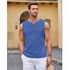 imageCOOFANDY Mens Cotton Linen Tank Top Shirts Casual Sleeveless Lace Up Beach Hippie Tops Bohemian Renaissance Pirate TunicRoyal Blue