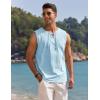 imageCOOFANDY Mens Cotton Linen Tank Top Shirts Casual Sleeveless Lace Up Beach Hippie Tops Bohemian Renaissance Pirate TunicSky Blue