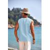 imageCOOFANDY Mens Cotton Linen Tank Top Shirts Casual Sleeveless Lace Up Beach Hippie Tops Bohemian Renaissance Pirate TunicSky Blue