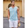imageCOOFANDY Mens Cotton Linen Tank Top Shirts Casual Sleeveless Lace Up Beach Hippie Tops Bohemian Renaissance Pirate TunicSky Blue
