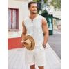 imageCOOFANDY Mens Cotton Linen Tank Top Shirts Casual Sleeveless Lace Up Beach Hippie Tops Bohemian Renaissance Pirate TunicWhite