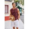 imageCOOFANDY Mens Cotton Linen Tank Top Shirts Casual Sleeveless Lace Up Beach Hippie Tops Bohemian Renaissance Pirate TunicWine Red