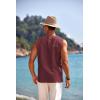 imageCOOFANDY Mens Cotton Linen Tank Top Shirts Casual Sleeveless Lace Up Beach Hippie Tops Bohemian Renaissance Pirate TunicWine Red