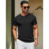 imageCOOFANDY Mens Crewneck Sweater Short Sleeve Casual Basic Tops Classic Fashion Knit Pullover TeesBlack