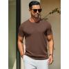 imageCOOFANDY Mens Crewneck Sweater Short Sleeve Casual Basic Tops Classic Fashion Knit Pullover TeesBrown