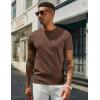 imageCOOFANDY Mens Crewneck Sweater Short Sleeve Casual Basic Tops Classic Fashion Knit Pullover TeesBrown