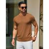imageCOOFANDY Mens Crewneck Sweater Short Sleeve Casual Basic Tops Classic Fashion Knit Pullover TeesCaramel