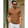 imageCOOFANDY Mens Crewneck Sweater Short Sleeve Casual Basic Tops Classic Fashion Knit Pullover TeesCaramel